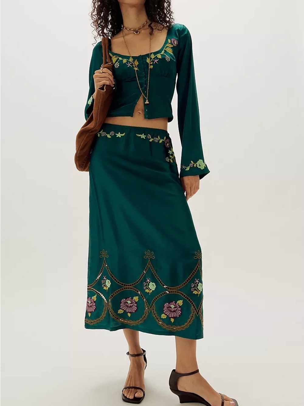 Free People Autumn Bloom Midi Skirt Set